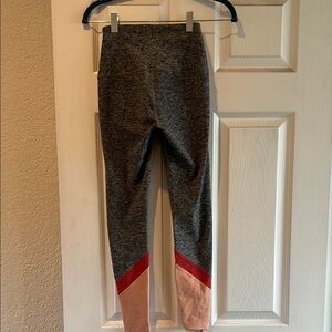 Gray and Pink Leggings with Red Accent